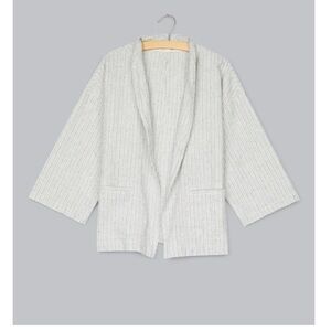 EILEEN FISHER Organic Linen Cotton Ticking Stripe Jacket Size Small